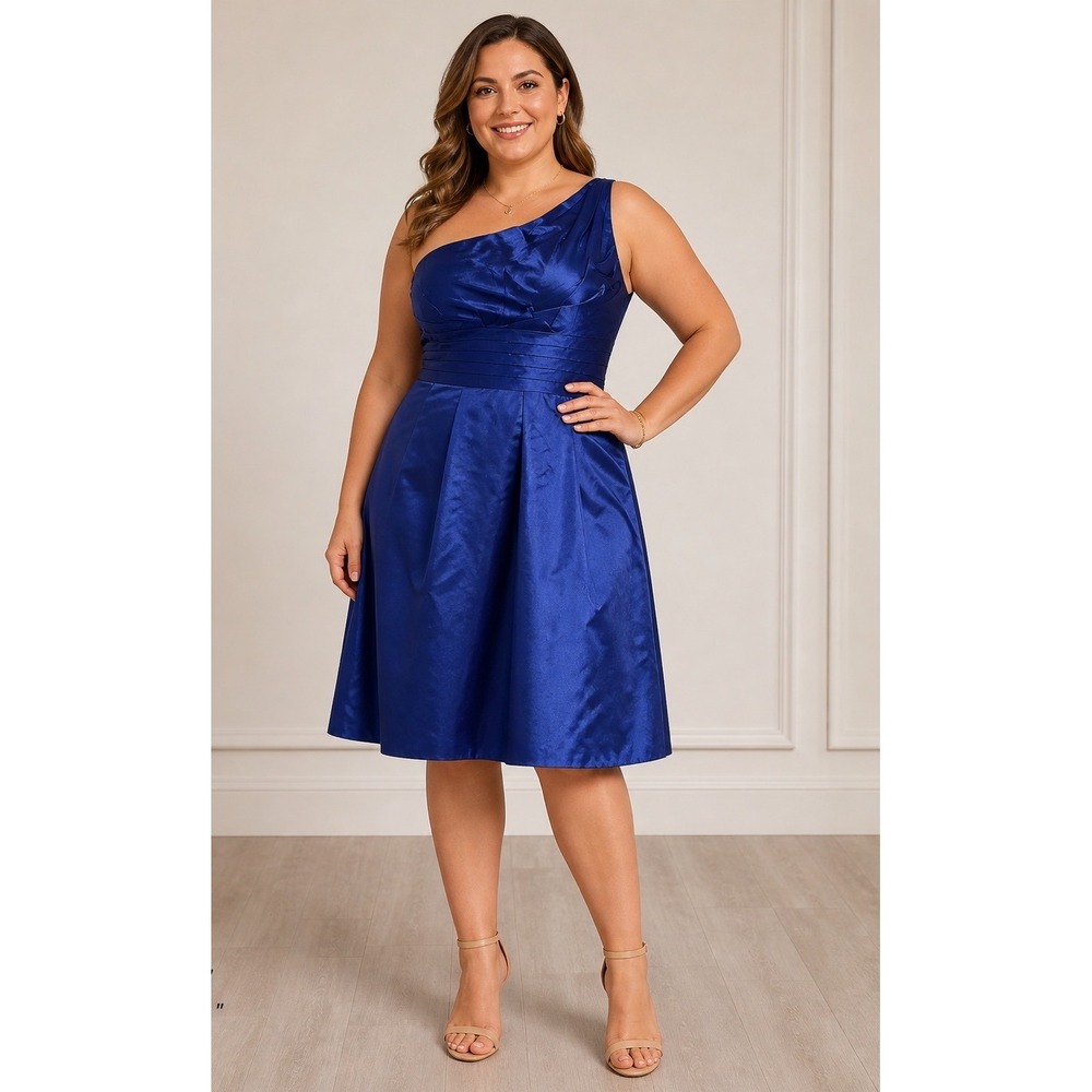Shape fx Royal Blue One Shoulder Cocktail Dress‎ Built-in Shapewear NWT 12